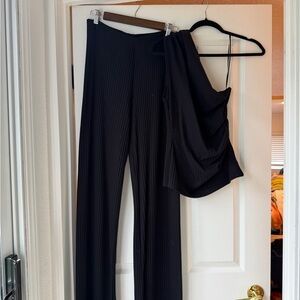 Zara Black Knit Top (M) and matching black pants (L)
